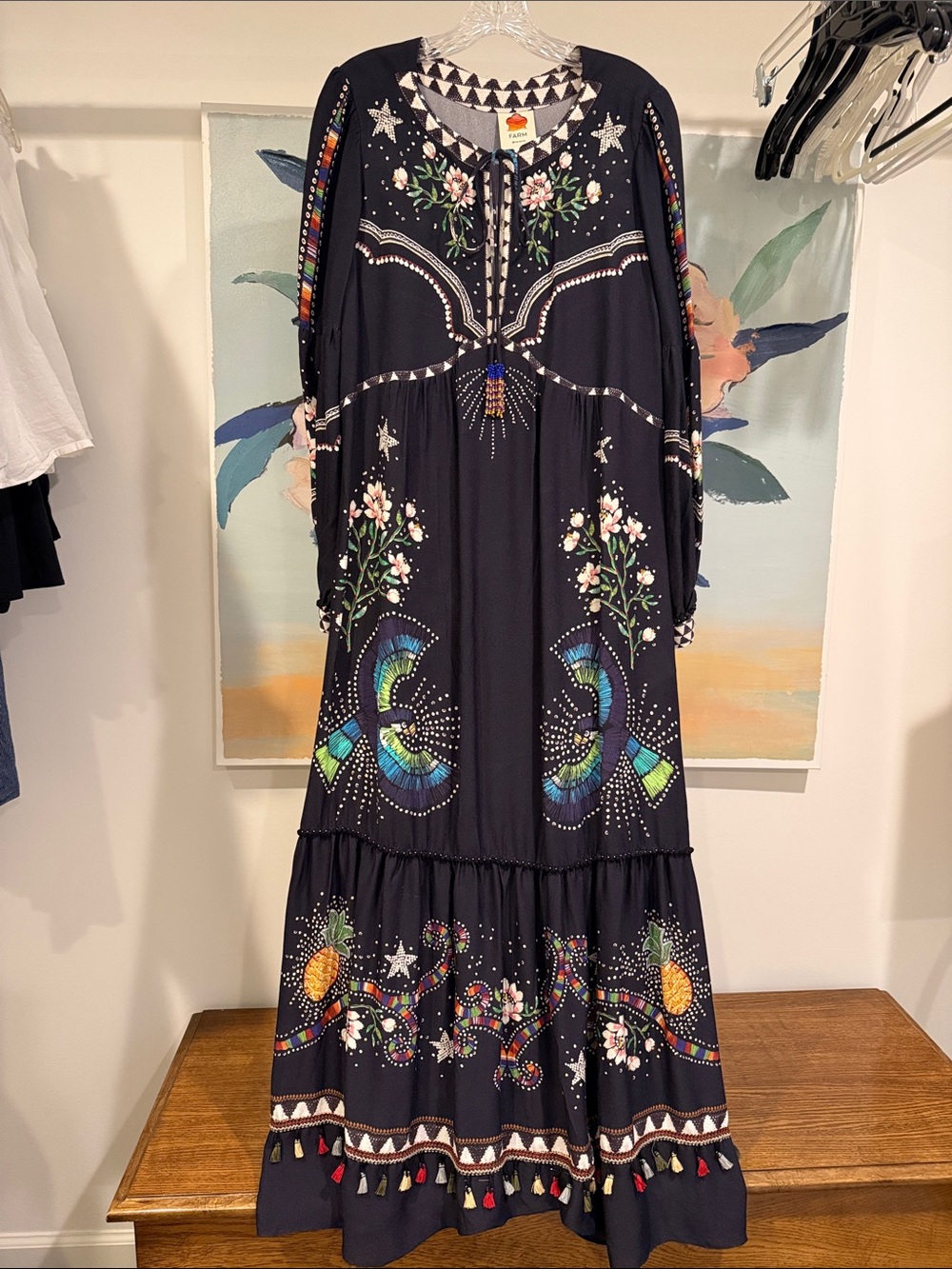 Farm Rio Black/multi Maxi Dress